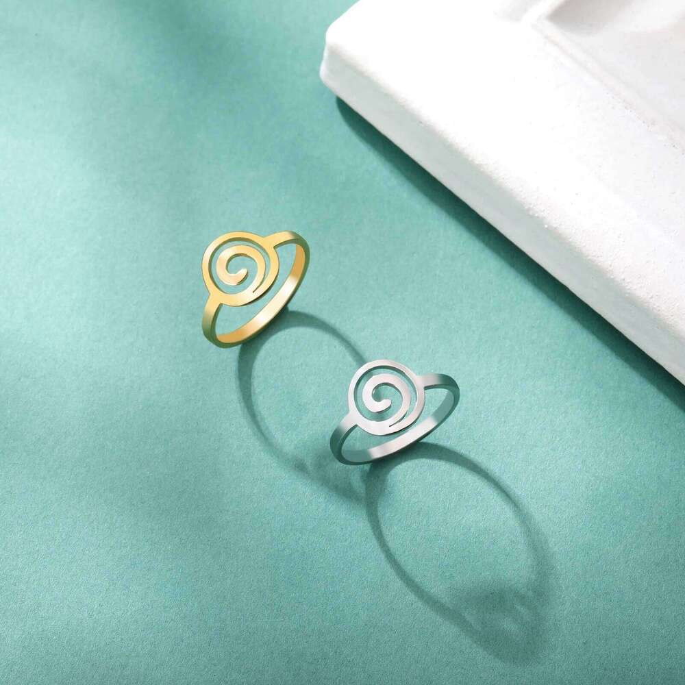 Skyrim Spiral Curl Circle Stainless Steel Ring For Women's Fashionable And Minimalist Birthday Jewelry Gift New XJ260127