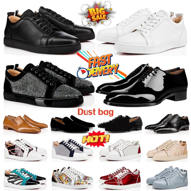 Designer shoes Men Dress Shoes mens Red bottomshoes Sneakers Glitter Grey Rivets Leather Suede Women Fashion Spikes Luxury classic Office Career Wedding Train