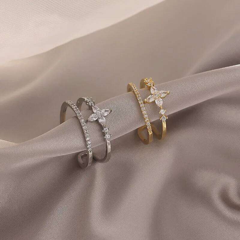 Vintage French Style Fashion Crystal Adjustable for Women 2022 New Original Design Korean Ring Girl Jewelry Accessories XJ260127