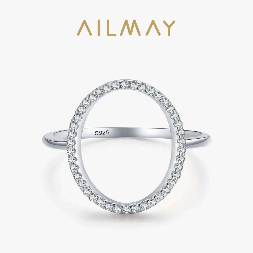 Ailmay New Arrival 100% 925 Sterling Silver Fashion Round Dazzling CZ Finger Ring For Women Girls Party Accessories Jewelry XJ260127