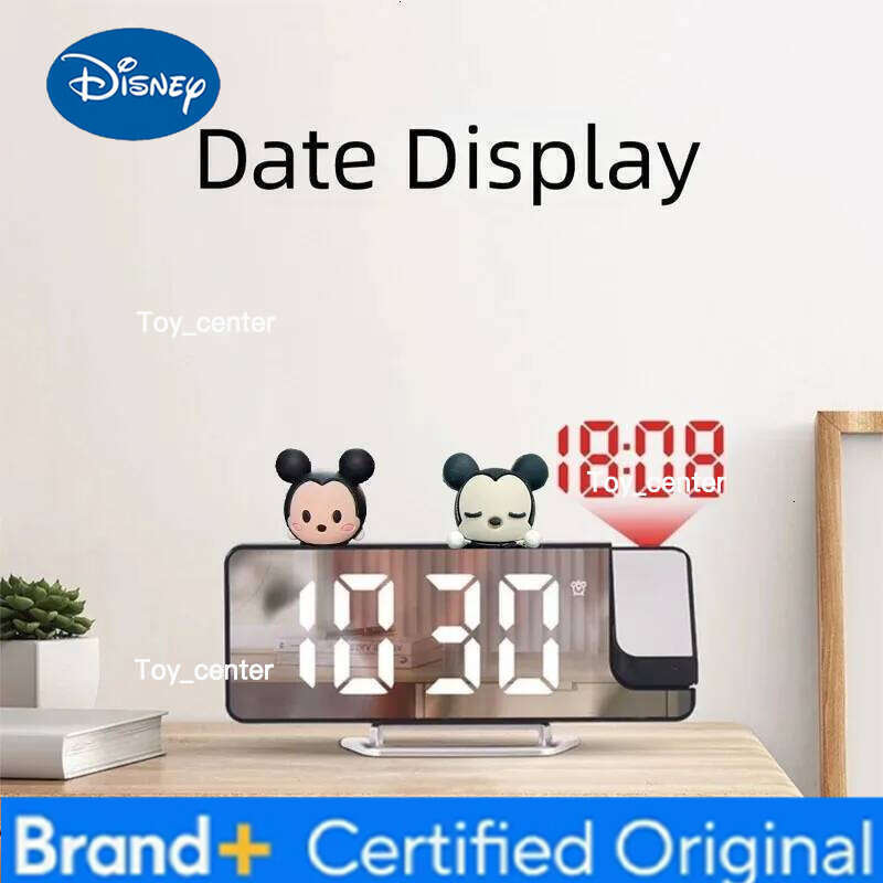 Disney Mickey Date/Temperature Display Alarm Brightness Projector Ceiling Clock 180 Rotating Projection H2601281