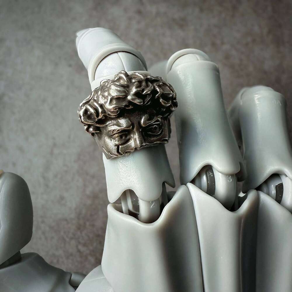 Retro Half Face David Adjustable Open Ring For Men Punk Gothic Edgy Copper Jewelry Unisex Accessories Renaissance Art Gift XJ260127