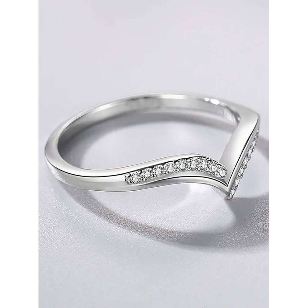 925 Sterling Silver Simple Personalized V Shaped Zircon Ring For Women Engagement Wedding Luxury High Quality Fine Jewelry XJ260127