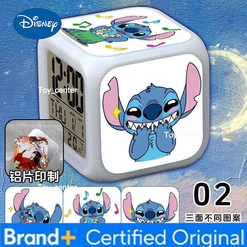 Disney Stitch Alarm Clock from Lilo & Stitch, Cute Cartoon Stylish Creative Color-Changing Night Light, Birthday Gift for Friends H260128