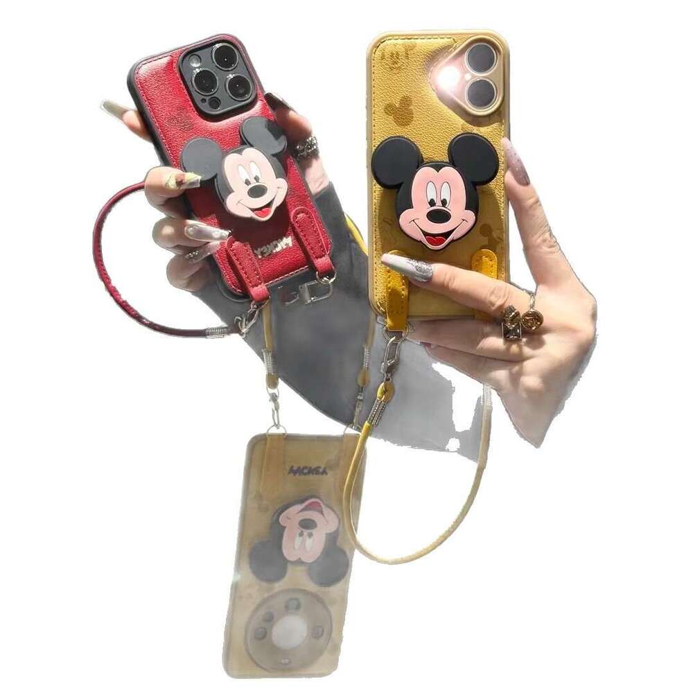 Mickey Stand Lanyard Compatible with Apple 17PROMAX Phone Case iPhone16/15 Autumn Winter Huawei PURA80 S260128