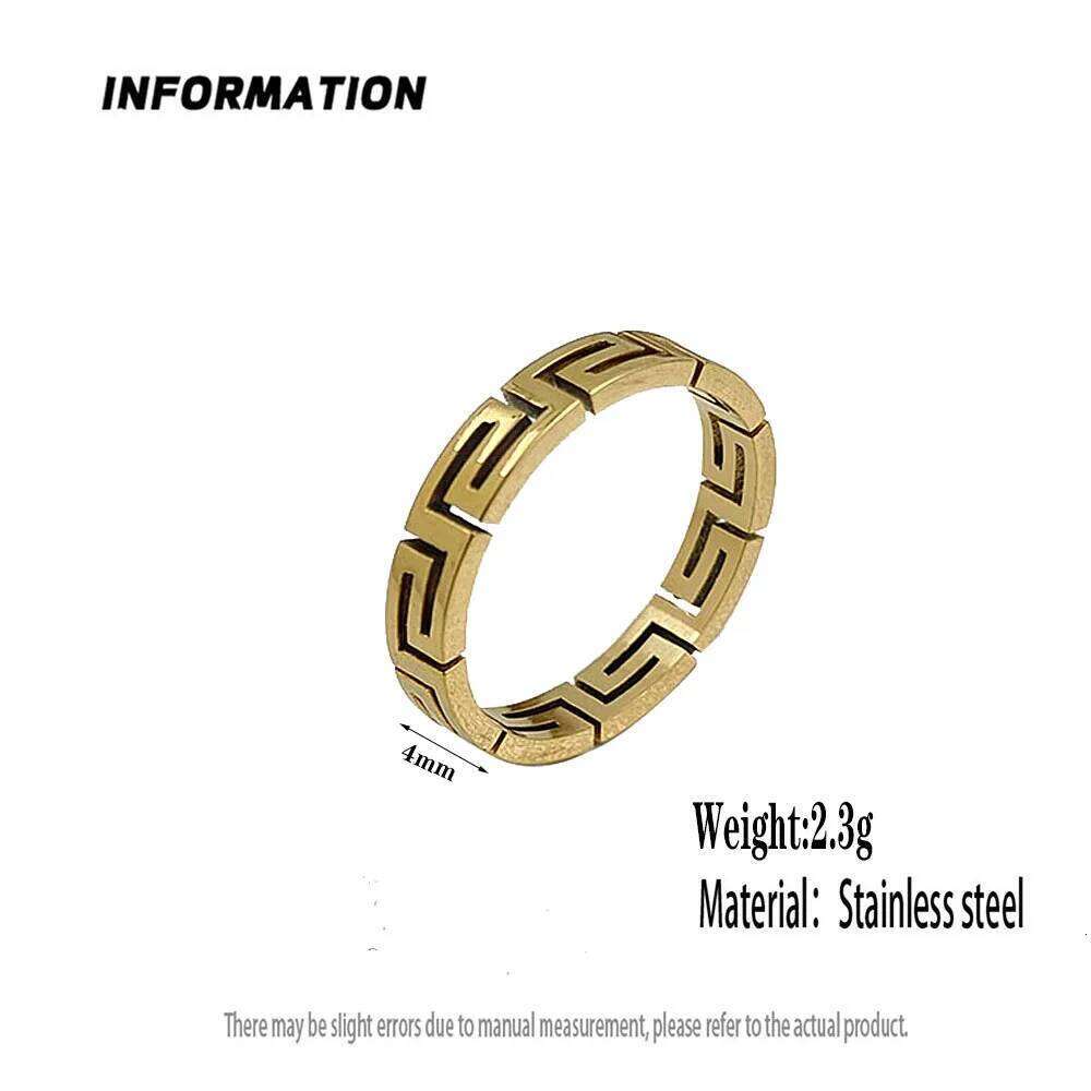 Creative - Greek key pattern stainless steel finger ring, high quality waterproof jewelry, gift for friends XJ260127