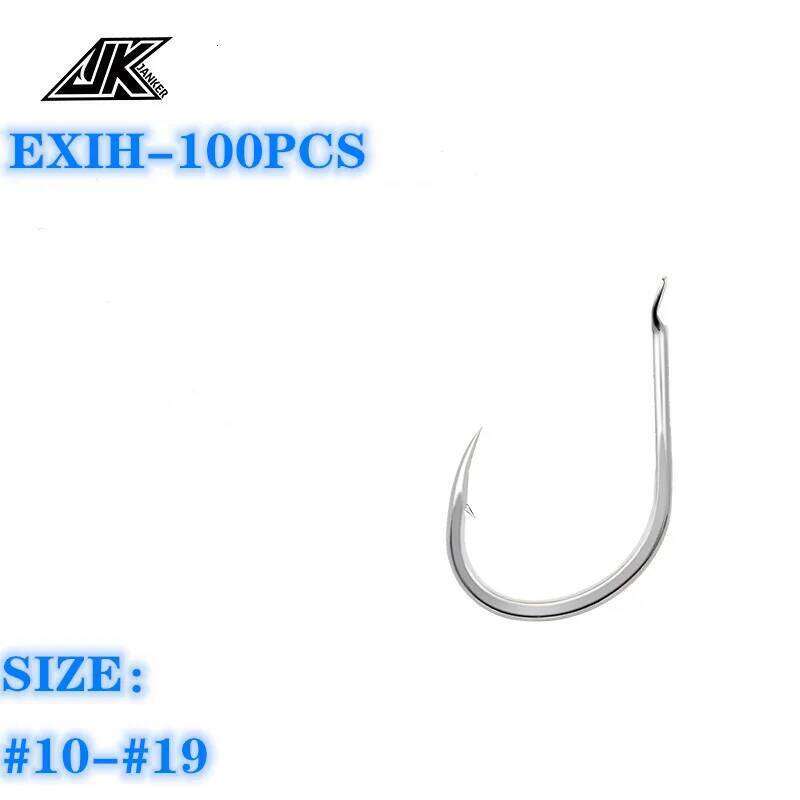 JK EXIH-100PCS Light Fishing Silver Flat Iseama Hook High carbon steel Fish Hooks Japan Barbed Chinu Sea Fishhook Z260128