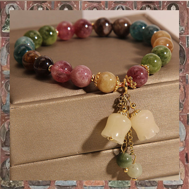 New Artificial Colored Tourmaline Ins Niche Lily of the Valley Pendant Crystal Bracelet Gift for Girlfriend or Best Friend ddmynov