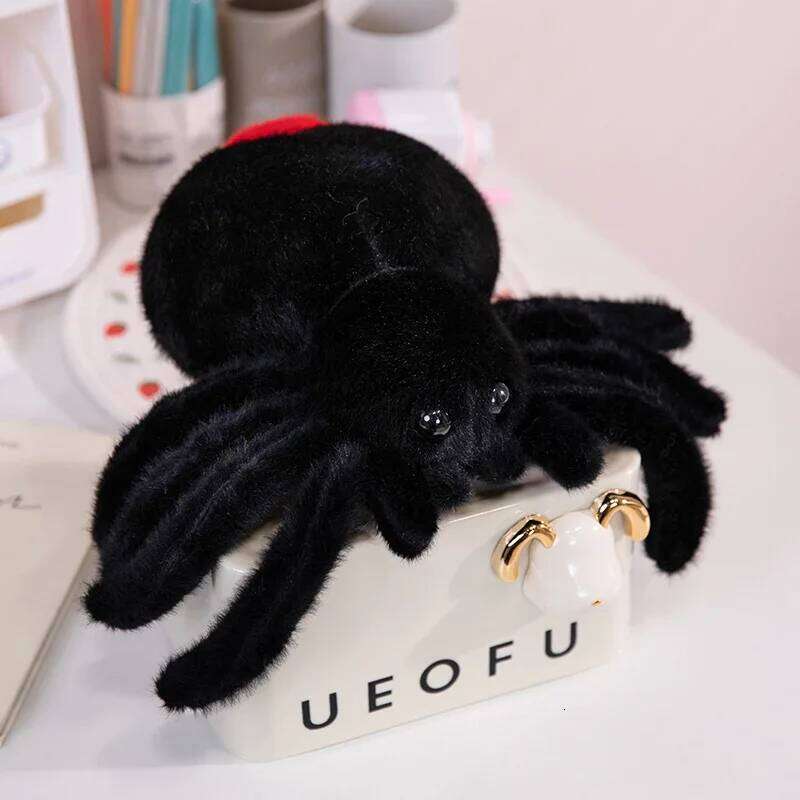 Simulation Animals Realistic Black Plush Toy Soft Stuffed Animal Cartoon Little Spider Plushies Doll for Kids Xmas Gift Y260128