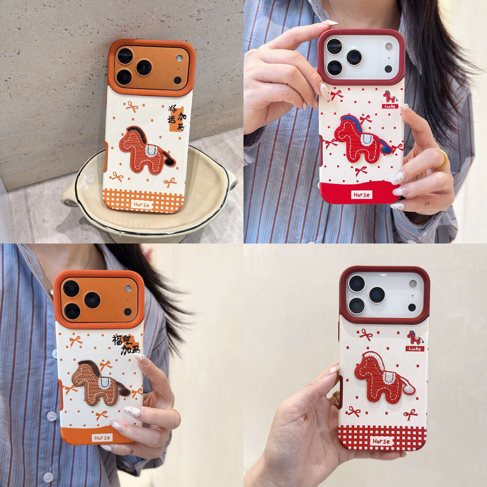 Suitable for iPhone 17/16 Phone Embroidered Pony 15 Pro Max New Pendant Huawei Mate 80 Case S260128 8bf