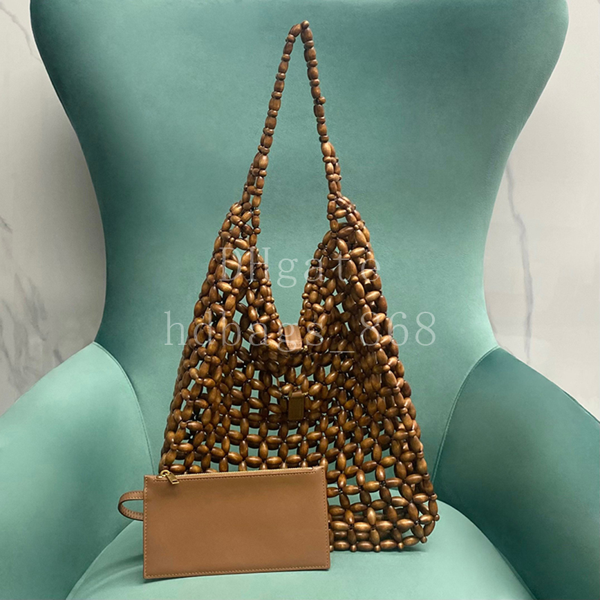 Mirror quality Designer Shoulder bag Tote with Wooden Beads Fashion Bucket bag 35cm with Box Y490