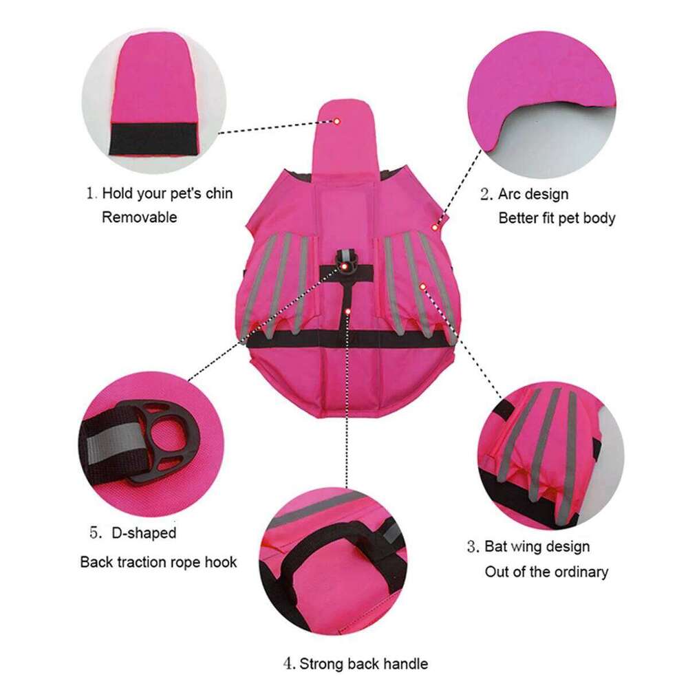 Life Jacket Safety Vest Adjustable Preserver with High Buoyancy Durable Rescue Handle for Small Medium and Large Dog XJ260127