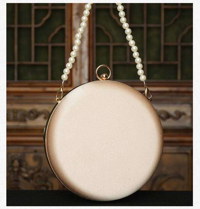 Silky Polyester Embroidered Retro Accessory For Cheongsam Women's Vintage Noble Lady's Chain Gold Metal Frame luxury tote shoulder bag Xiu L