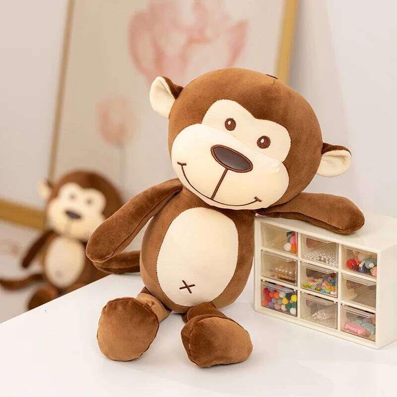 45cm Soft Brown Monkey Plush Adorable Stuffed Forest Animal Doll Comfortable Hugging Toy Birthday Gifts Home Decor Y260128