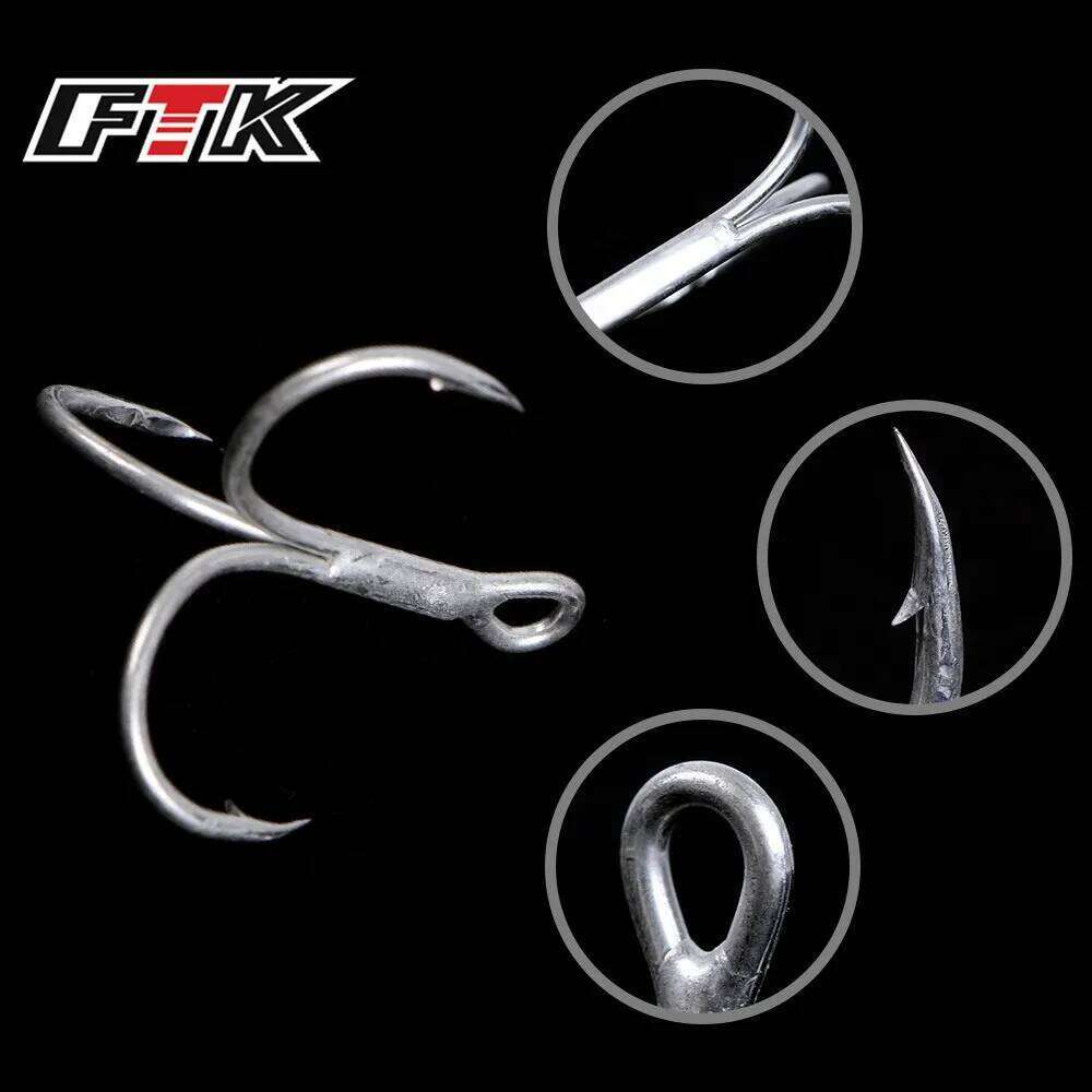 FTK Fishing Baitholder Fly Tying Treble Bass Sharp Barbed Hook Lure Holder Set Saltwater 15/20pcs Needle Fishhook 709 Z260128