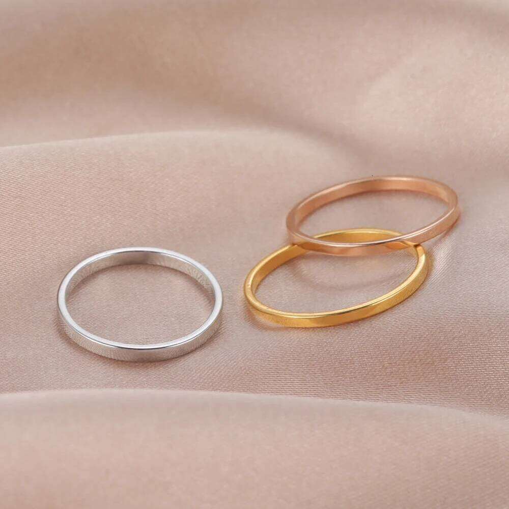 Skyrim Fashion Simple Rings Women Stainless Steel Rose Gold Color Anniversary Ring Jewelry Gift for Lover Wholesale XJ260127