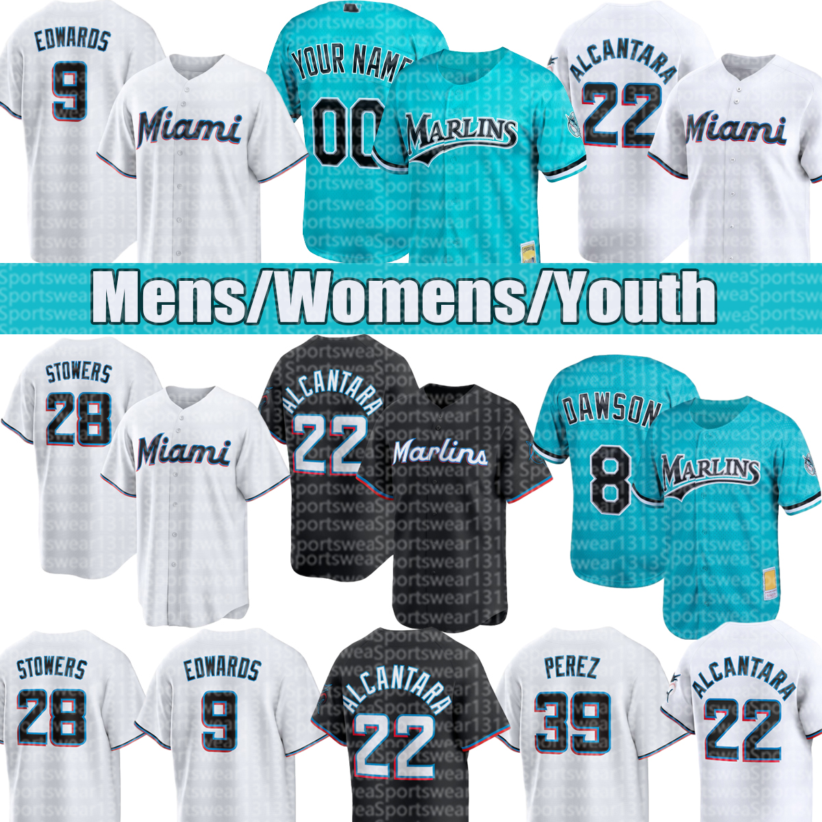 #1 Norby Miamicity Marlins jersey 7 Jesus Sanchez 22 Sandy Alcantara Albert Almora Jr. Matt Mervis Nick Fortes Xavier Edwards Baseball Jerseys