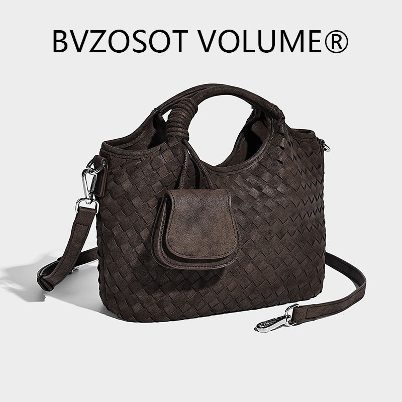 BVZOSOT VOLUME 2026 new Commuter Tote Bag for Women Style Woven Bag Simple Single Shoulder Crossbody Bag
