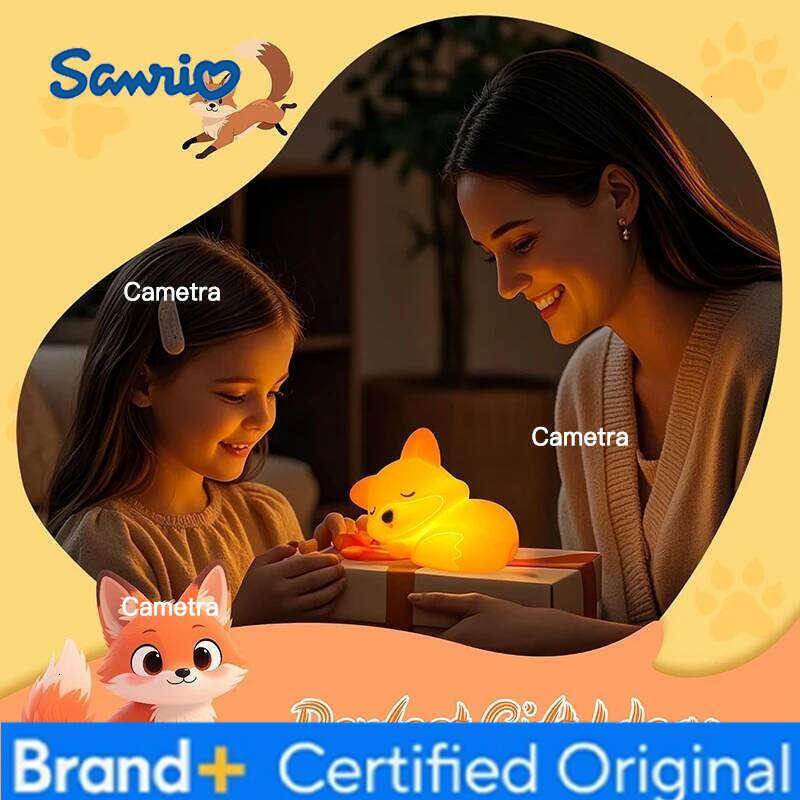 Sanrio Fox Night Light, Squishy Silicone Lamp Novelty Gifts, Rechargeable Dimmable Timer Bedside Touch Nightlight for Breastfeeding H260128