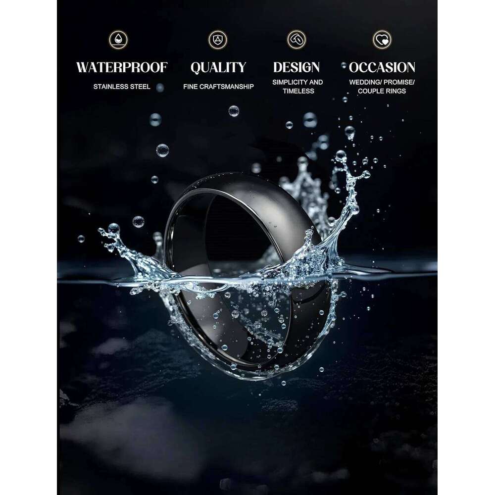 Stainless Steel for Men Women 6MM 8MM Band Rings Domed High Polished Basic Wedding Bands Comfort Fit Size 6-14 XJ260127