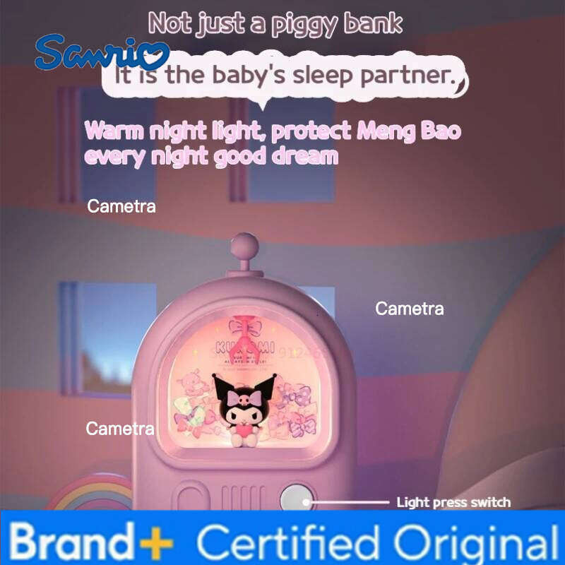 Sanrio Hello Kitty Kuromi Cinnamoroll Creative Cartoon Piggy Bank Night Light Room Decoration Usb Charging Port Children's Gifts H260128