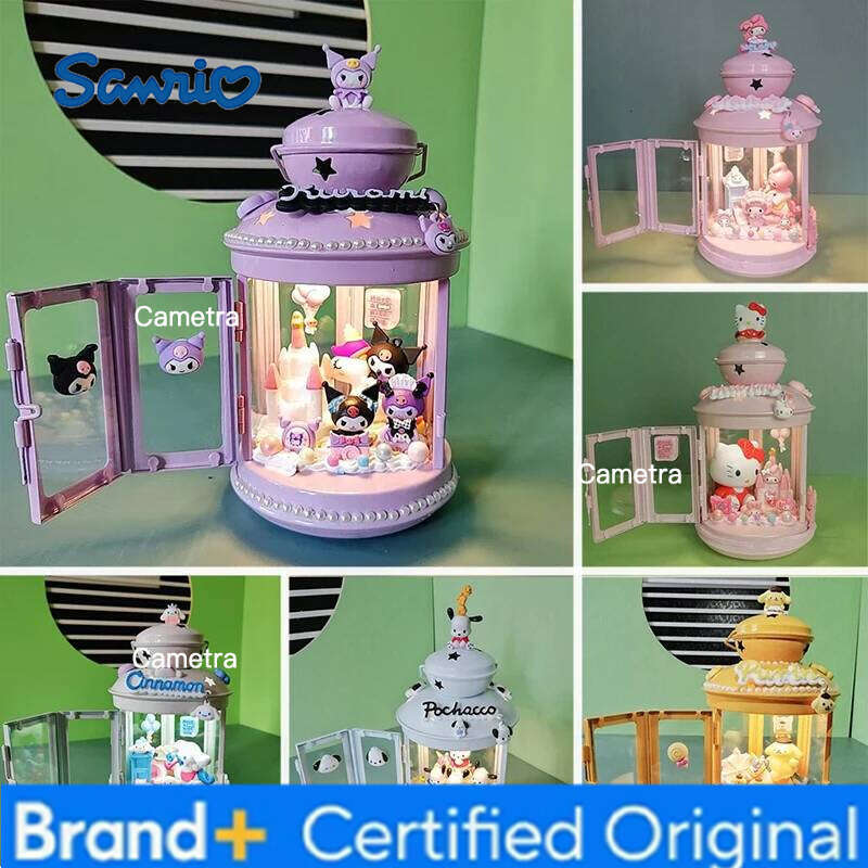 Sanrio Anime Figure Diy Handmade Nightlight Hello Kitty Kuromi My Melody Cinnamoroll Mini Table Night Lamp Desk Decorative H260128