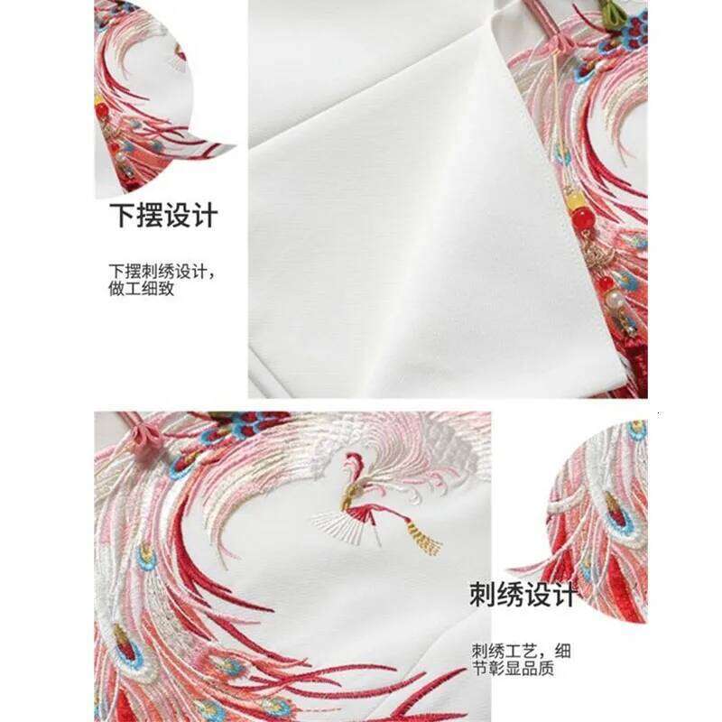 Temperament National Wind Spring White Vest Heavy Industry Phoenix Embroidery Chinese-Style Waistcoat Female