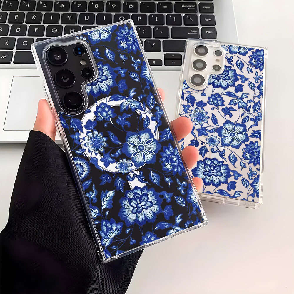 Magnetic Acrylic Samsung S23Ultra Transparent Phone Blue S25 Protective Case Advanced S24 Anti-fall S22+ S260128