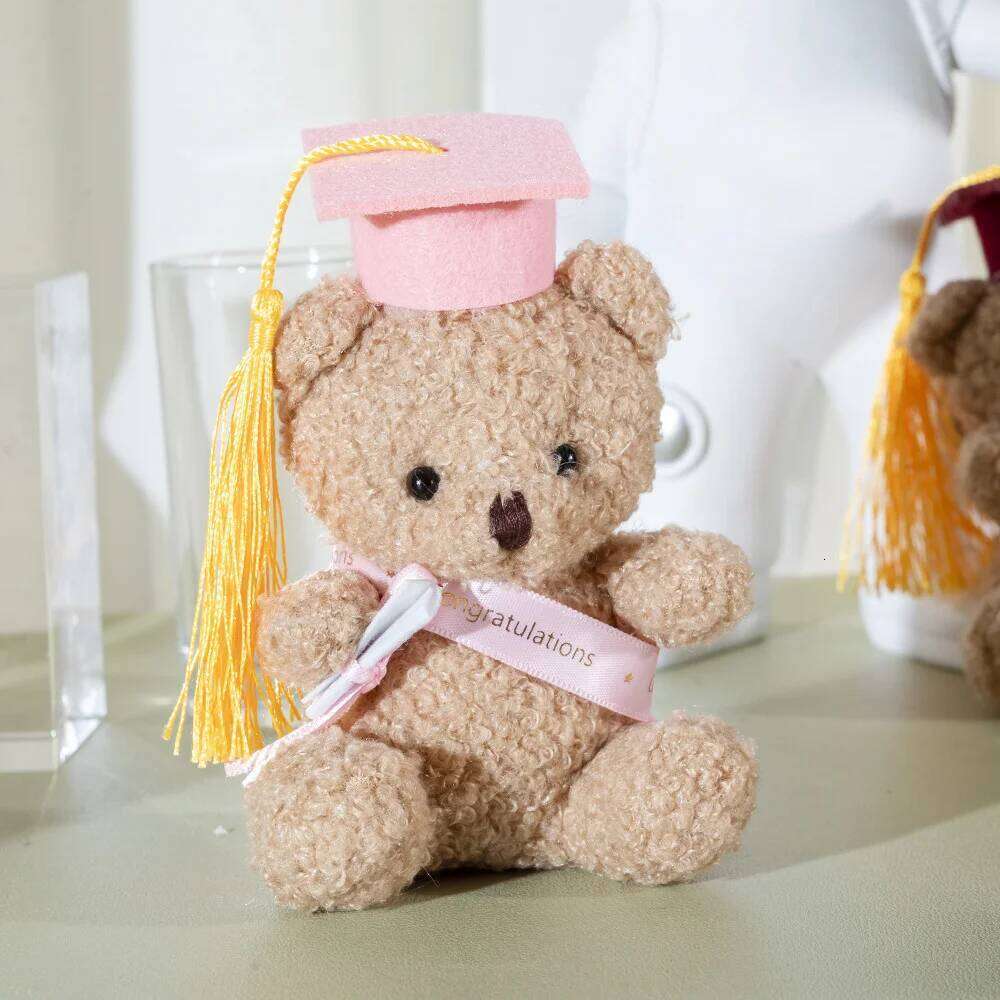 12cm/4.72in Doctor Bear Plush Toy Stuffed Animal with Cap & Gown Cute Educational Gift for Students Kids Graduation S Y260128