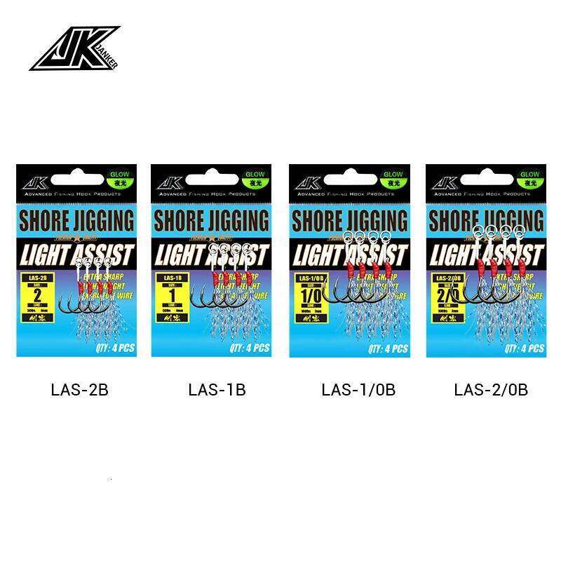 JK LAS-B Fishing Luminous Single Assist Hook Set Iseama High Carbon Steel Fish Hooks Japan Light Fishhooks Accessories Z260128