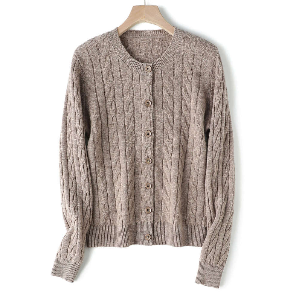 2026 Designer Autumn/Winter Women's Wool Retro Knitted Cardigan Multi functional Round Neck Top Clothing