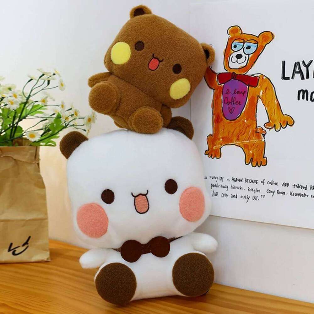 1pc 25cm/9.84in Cartoon one or two cloth couple panda dolls cute two-dimensional plush toys birthday Qixi gifts for girls Y260128