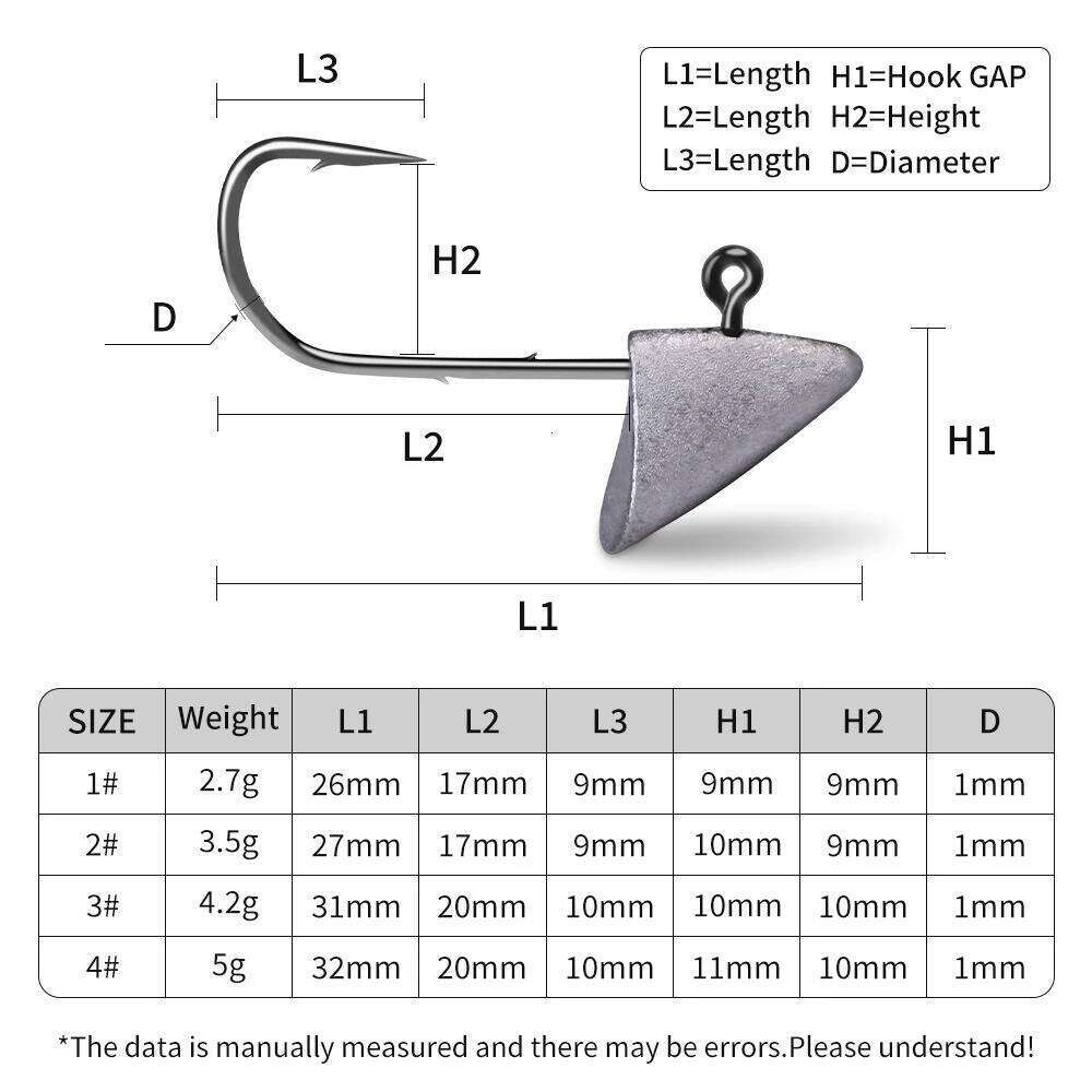 10pcs Triangle Head Hooks 2.7/3.5/4.2/5g Ship Type Dart Jighead Fishhook Soft Worm Jig Artificial Lure Fishing Tackle Hook Z260128