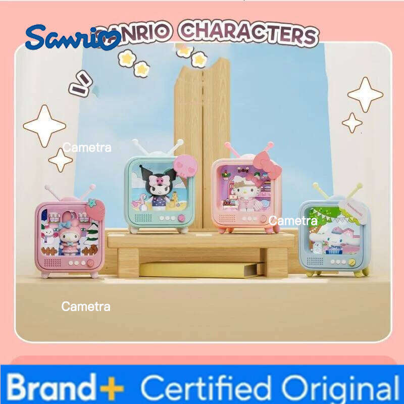 Sanrio Ornament Cute Tv Set Shape Hellokitty Kuromi Luminous Figurine Ins Korean Cartoon Anime Nightlight Friend Birthday Gift H260128