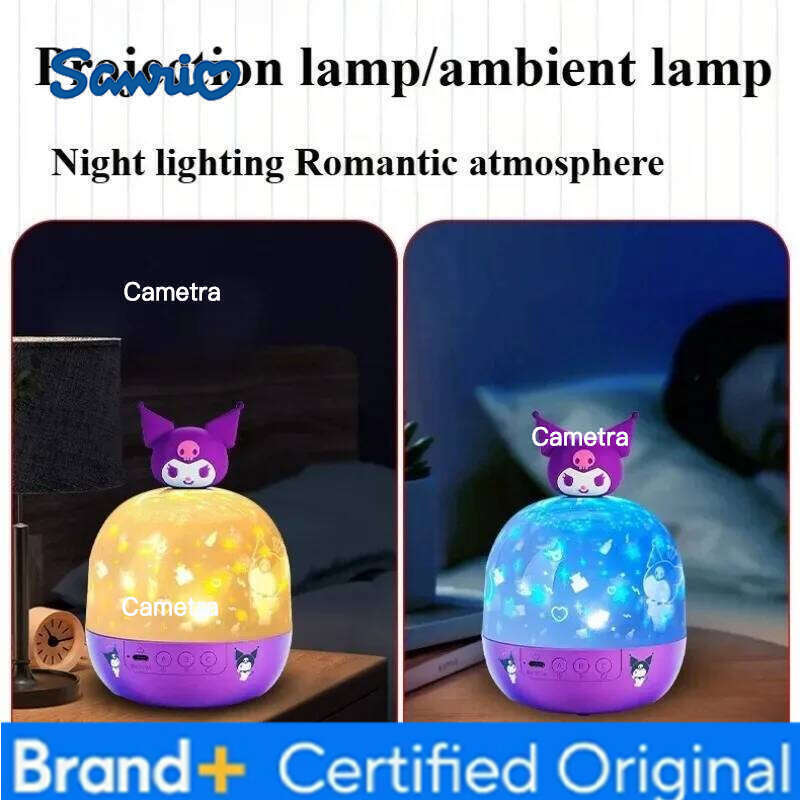 Sanrio Kawaii Hello Kitty Projection Lamp Kuromi Cinnamoroll Starry Sky Night Light Music Box Room Dreamy Projector Kid Toy Gift H260128