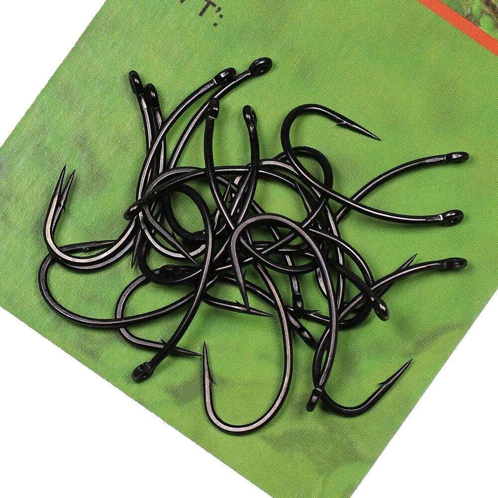 100pcs Coated Fishing High Carbon Steel Fishhooks Matt Black Sharrp Carp Hooks with Barb For Hair Rigs Z260128