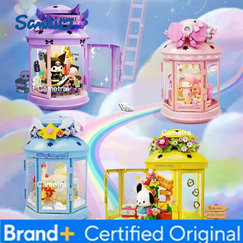Sanrio Night Light Series Puzzle Assembly Kuromi Pochacco Kawaii Decorative Building Blocks Girl's Birthday Gift H260128