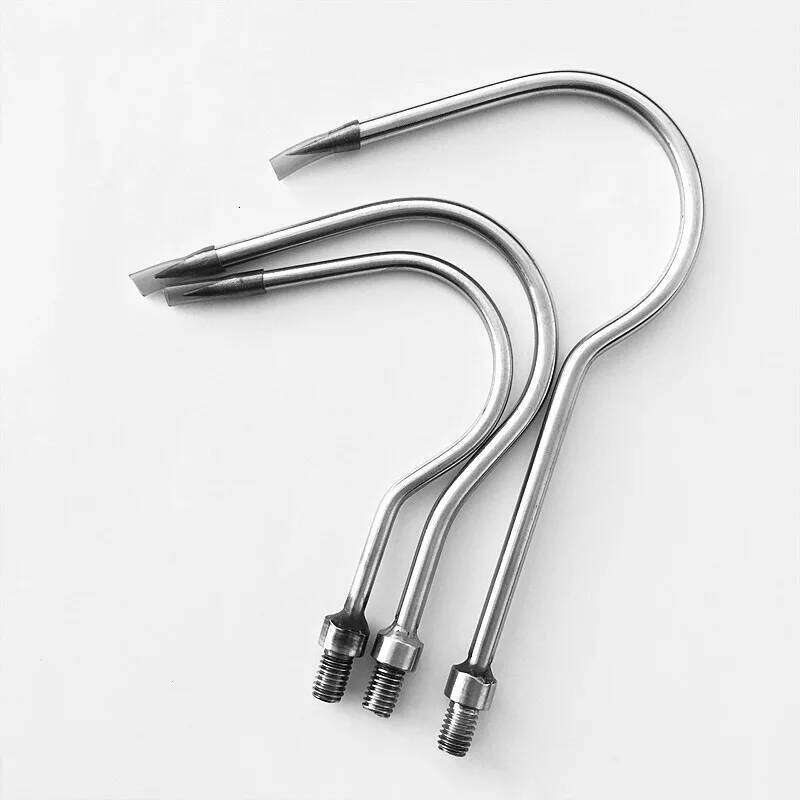 Winter ice curved large fishhooks stainless steel fishing no barbs anchor rolling hooks tools Z260128