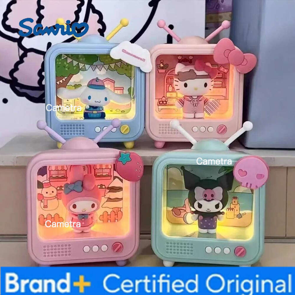 Sanrio Creative Kawaii Anime TV Channel Series Luminous Night Light Toys Kuromi Cinnamoroll Hello Kitty Desktop Ornaments H260128