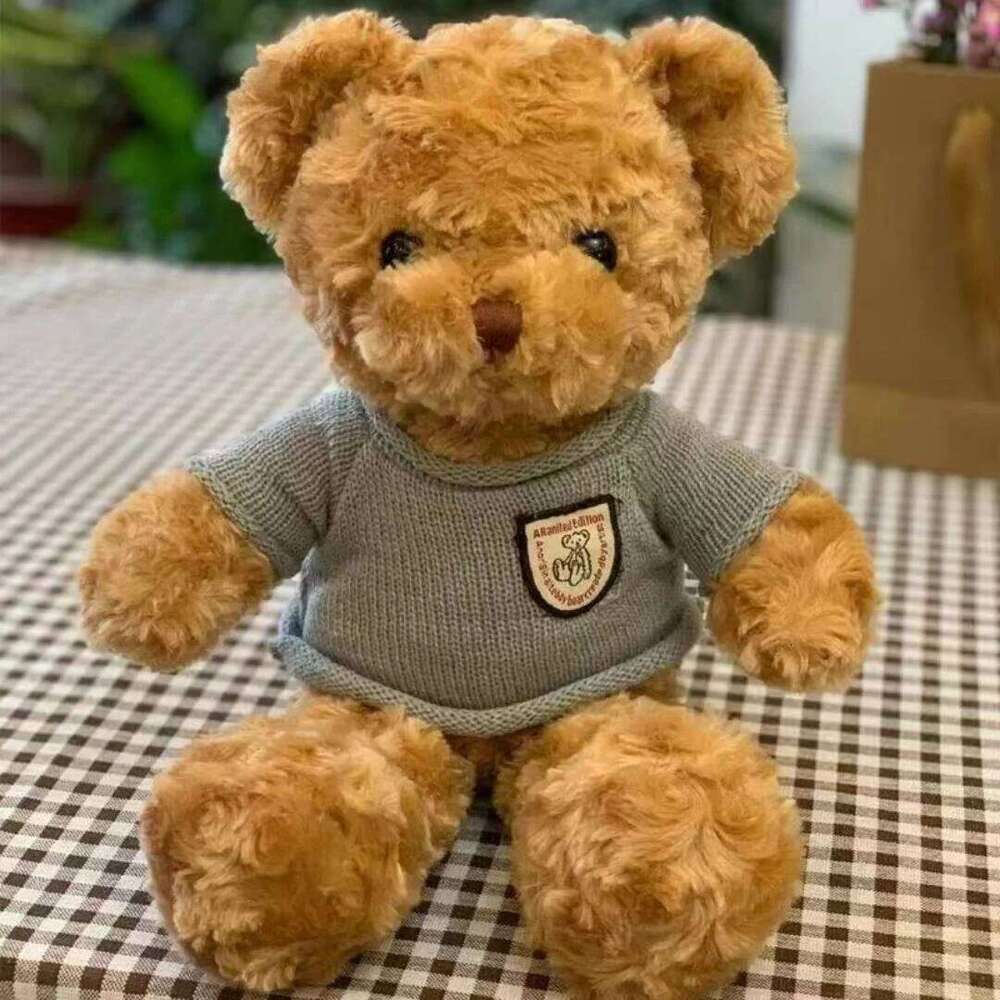 30cm Cute Plush Toy Wearing Adorable Stuffed Animal with Soft Sweater Teddy Bear Perfect Gift for Kids Y260128