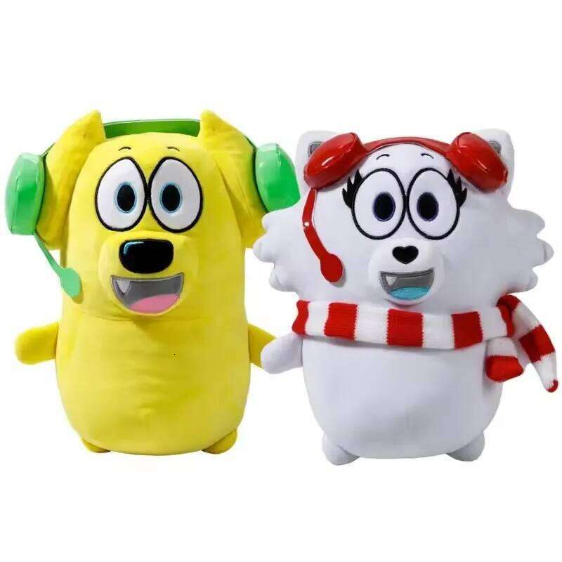 New Tylerred Snowii Snuggle Bundle Plush Toys Singer Puppy Wearing Headphones Yellow And White Dog Stuffed Doll Toy Gifts Y260128