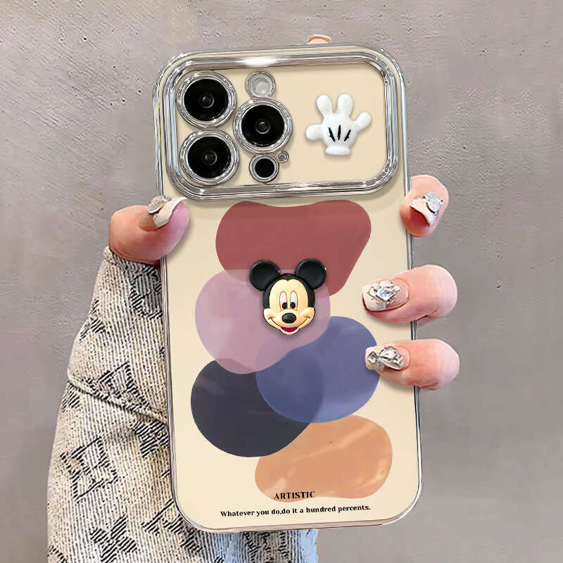 Color Block Mickey Bracelet Compatible with Apple 16 Pro Max Phone Case 13 Electroplated Window 15 Cute Cartoon 11 Shockproof S260128