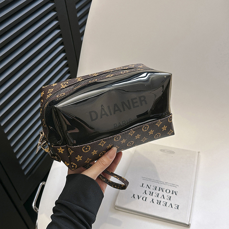 new PVC hand-held makeup bag with a high-end feel stylish and simple large-capacity toiletries bag waterproof storage bag