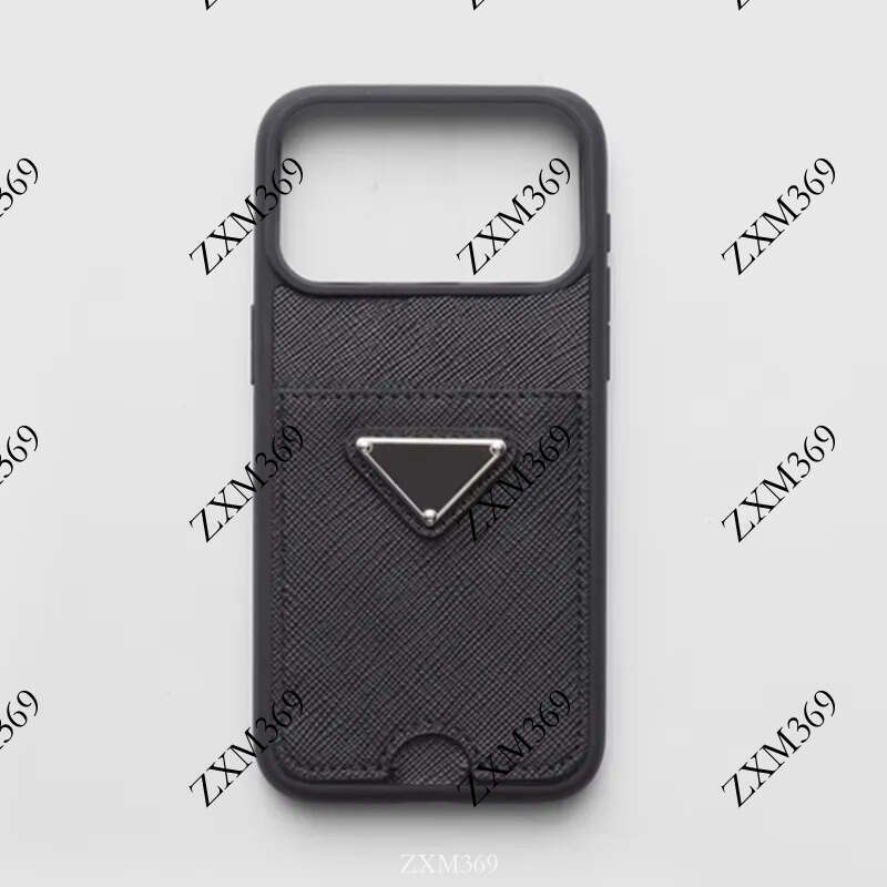 Designer 17 Pro Max Luxury Case with Card Holder for iPhone 16 ProMax 15 14 13 12 11 Plus Cell Phone Cases Leather Mobile Cover Metal