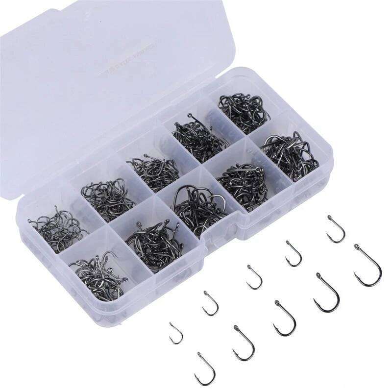 Hooks 100pcs Set High Carbon Steel Sharp Durable Barbed Fishhook Rock Fishing Equipment Gear Tackle Accessories with box Z260128