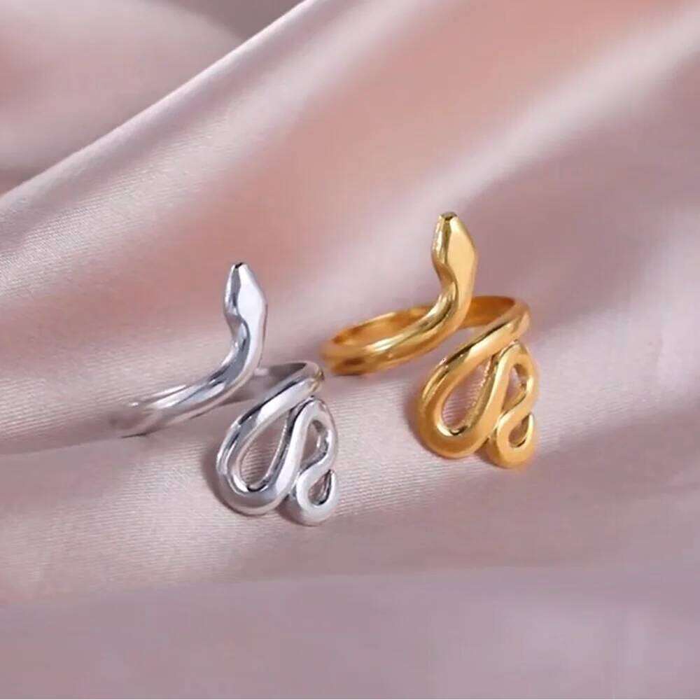 Skyrim Stainless Steel Snake for Women Men Gold Color Finger Rings Punk Serpent Animal Party Jewelry Gift Wholesale XJ260127