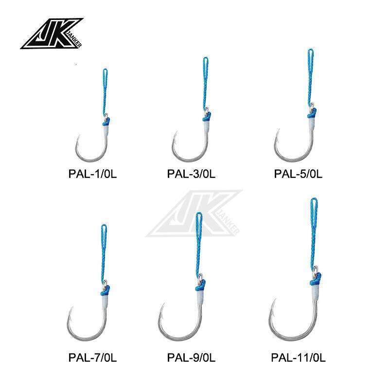 JK PAL-L Assist Spoon Saltwater 1/0-11/0 4X Circle Hooks Glow Wrap PE Blue Line high quality Sea Bait Fishing Fishhook Z260128