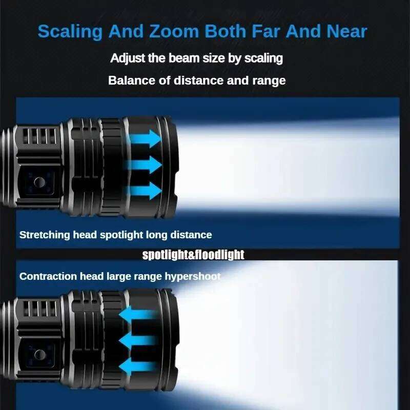 10000W Built-in Battery Flash Light Emergency Spotlights 9km 990000000LM Most Powerful Led Flashlights Tactical Torch 25000mah 26Y01