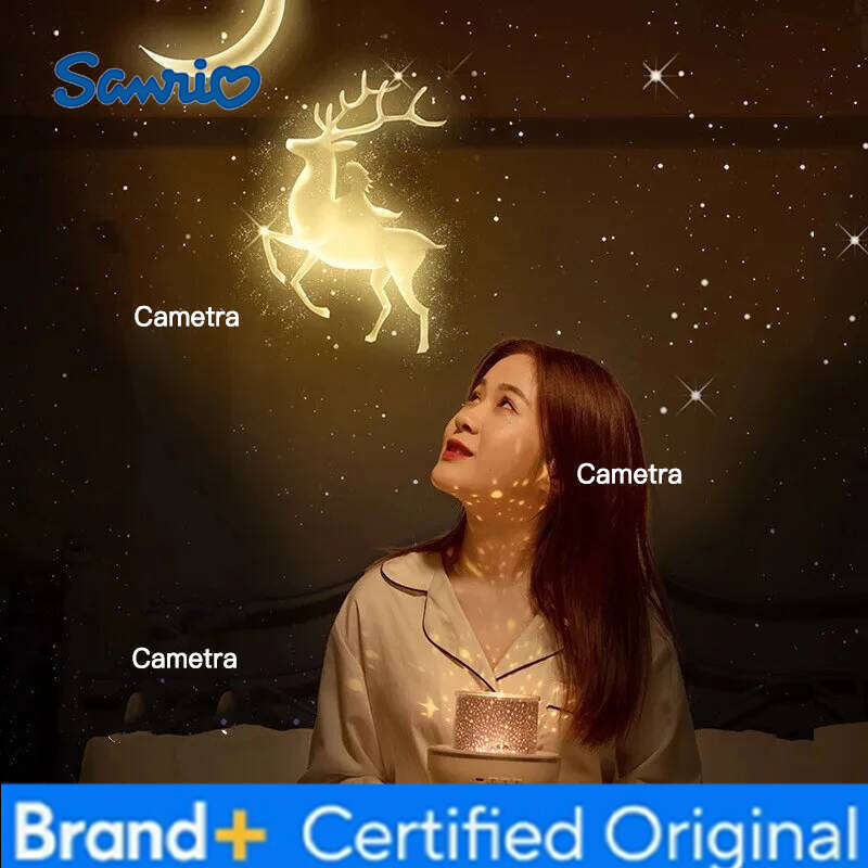 Sanrio Crown Light Projection Rotating Star Bedroom Ceiling Atmosphere Night Lamp Stars Childrens Birthday Gift with Films Sheet H260128