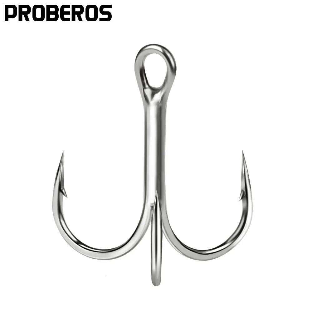 PROBEROS 20PCS Fishing 18-16-14-12-10-8-6-4-2-1-1/0-2/0-3/0-4/0-5/0# High Carbon Treble Hooks Triple Barbed Fishhooks Z260128